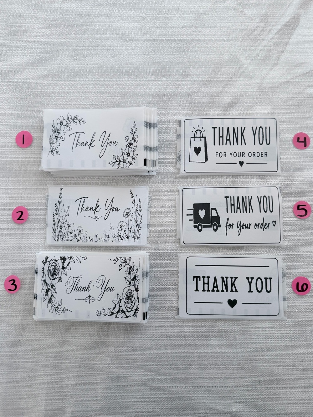 Pick One - 50 pack of Thank You Sticker Labels (4in x 2in)